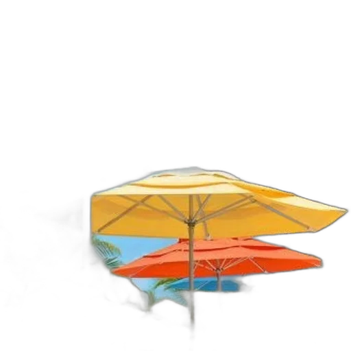 umbrella, furniture, hat, staff, 3d render, concept art, photorealistic, watercolor transparent PNG cut-out