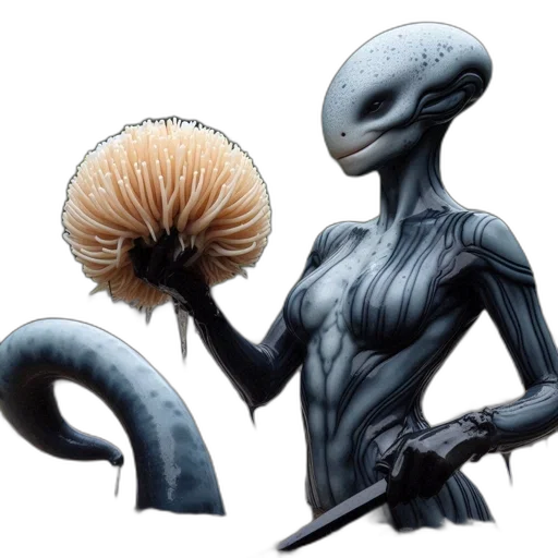 creature, hair, hat, animal, concept art, 3d render, fantasy art, comic book art transparent PNG cut-out