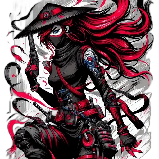 weapon, staff, mask, comic book art, fantasy art, concept art, pixel art, red transparent PNG cut-out