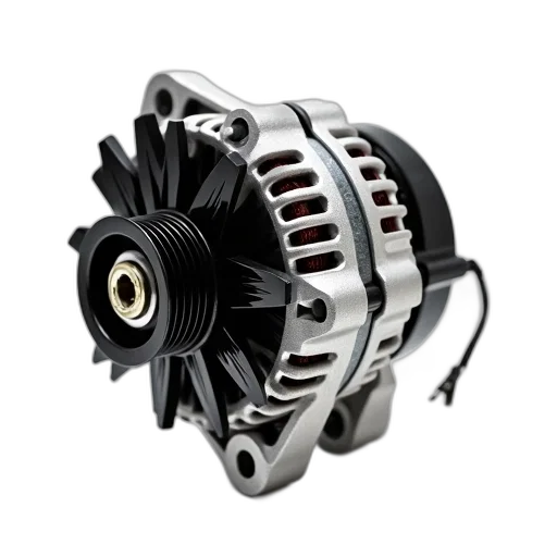 3d render, close-up, image, car, alternator, black, silver, design transparent PNG cut-out