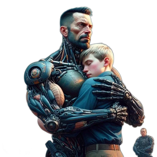 robot, cyberpunk, concept art, comic book art, 3d render, man, robotic, suit transparent PNG cut-out