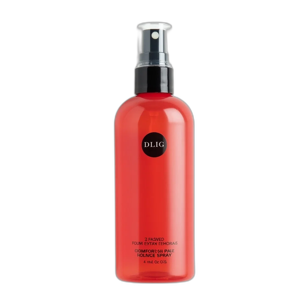 bottle, hair, red, spray, black, cap, silver, nozzle transparent PNG cut-out