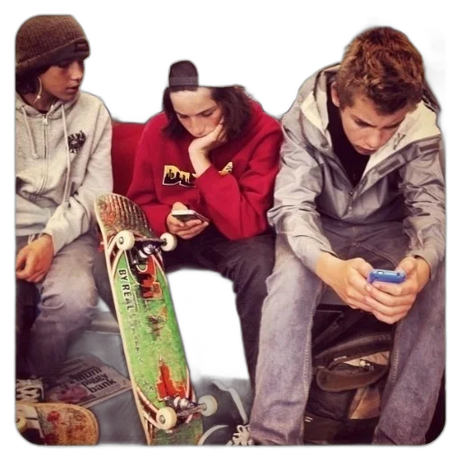 three, young, men, sit transparent PNG cut-out
