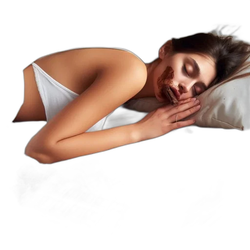 face, mask, photorealistic, young, woman, lies, her, side transparent PNG cut-out
