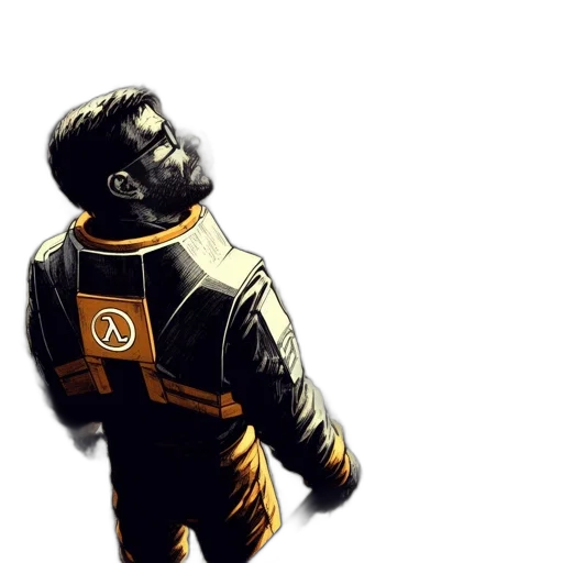 jacket, robot, mask, face, comic book art, concept art, 3d render, pixel art transparent PNG cut-out