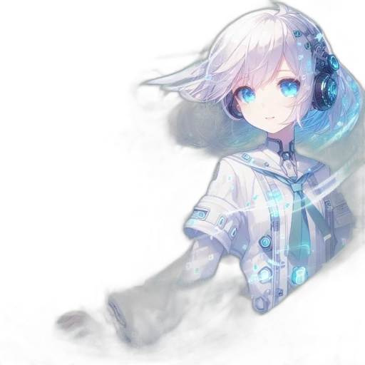 robot, dress, staff, face, anime, concept art, watercolor, pixel art transparent PNG cut-out