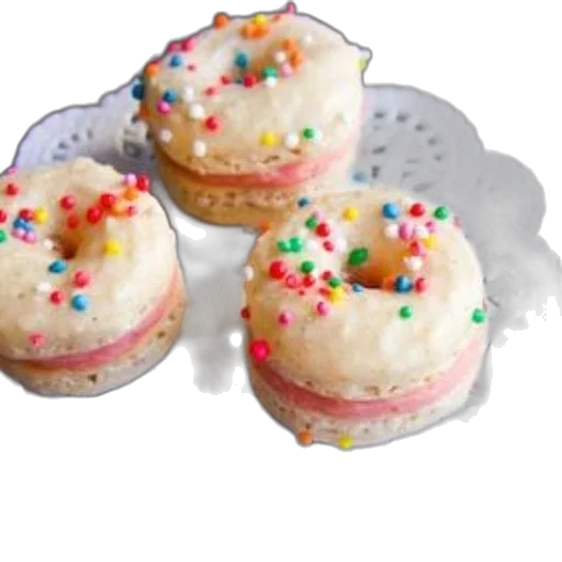 food, pastel, three, colorful, sprinkle, donuts, pink, filling transparent PNG cut-out