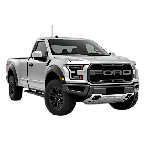 3d render, silver, pickup, truck, parked, white, background, has transparent PNG cut-out