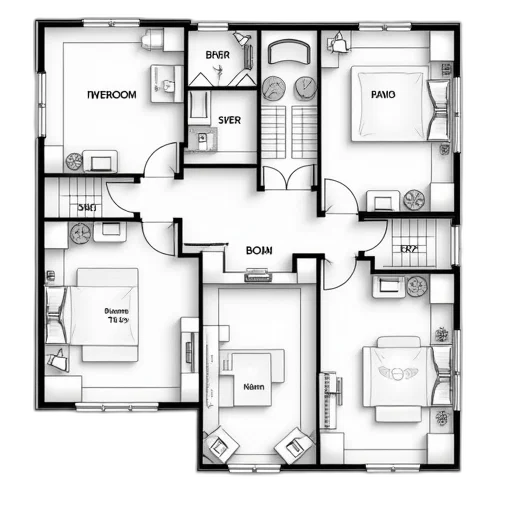 photorealistic, 3d render, monochrome, floor, plan, future, guest, suite transparent PNG cut-out