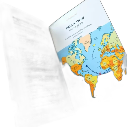 brochure, flight, douala-lagos-paris, map, world, showing, path, includes transparent PNG cut-out