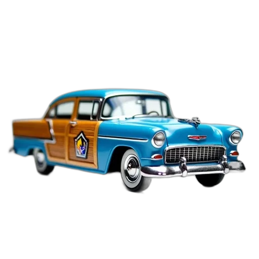 car, 3d render, photorealistic, cartoon, concept art, vintage, blue, wooden transparent PNG cut-out