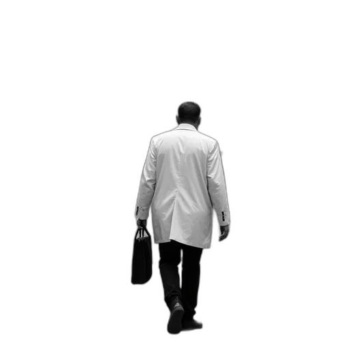 jacket, staff, umbrella, robot, photorealistic, 3d render, concept art, black transparent PNG cut-out