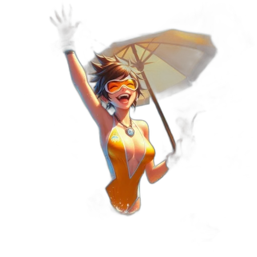 umbrella, staff, concept art, pixel art, fantasy art, 3d render, rain, underwater transparent PNG cut-out
