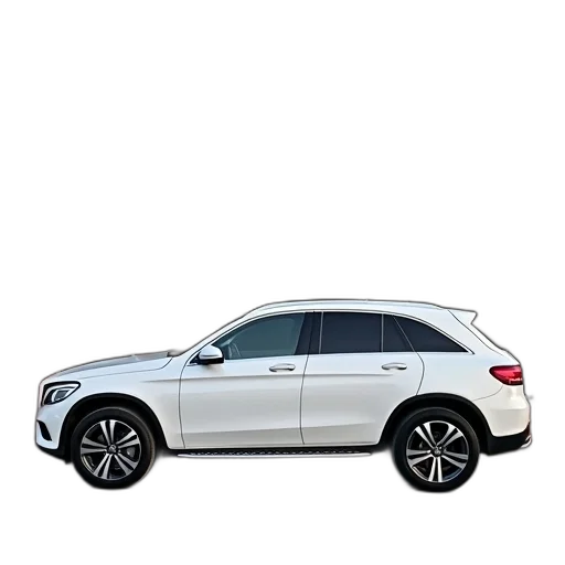 car, 3d render, white, suv, parked, front, building, sign transparent PNG cut-out