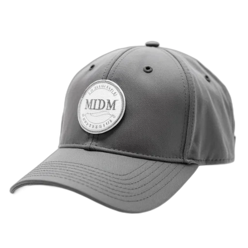 hat, close-up, grey, baseball, cap, circular, logo, front transparent PNG cut-out