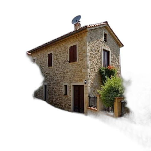 building, photorealistic, 3d render, concept art, fog, rain, quaint, stone transparent PNG cut-out