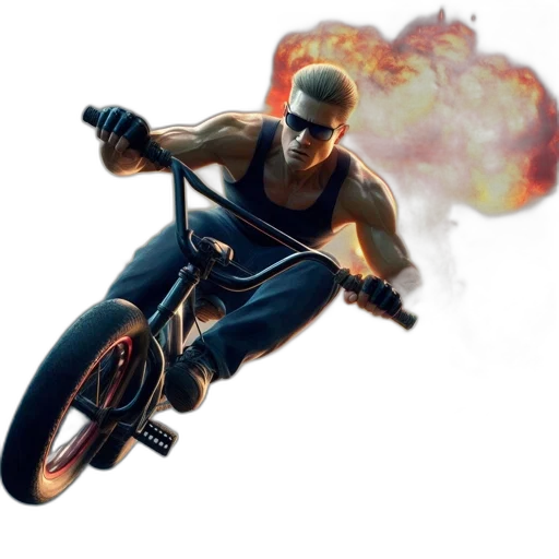 weapon, concept art, photorealistic, pixel art, 3d render, muscular, man, riding transparent PNG cut-out
