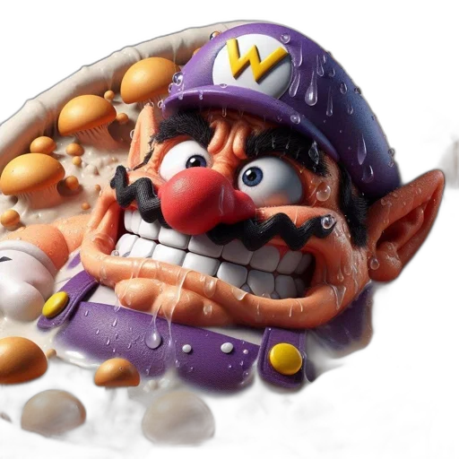 mask, face, crown, hat, 3d render, concept art, photorealistic, wario transparent PNG cut-out