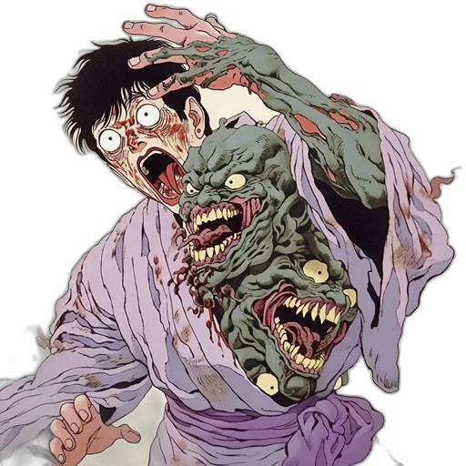 creature, comic book art, concept art, pixel art, anime, man, bloodied, terrified transparent PNG cut-out