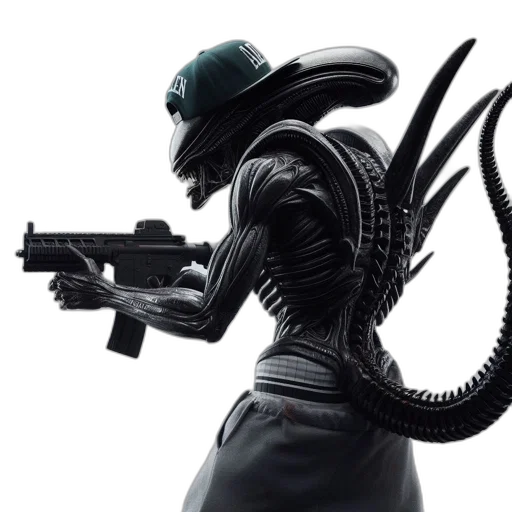 creature, concept art, cyberpunk, 3d render, comic book art, outer space, stylishly, rendered transparent PNG cut-out