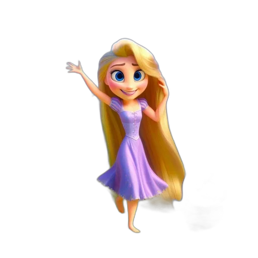 dress, staff, hair, crown, 3d render, cartoon, concept art, fantasy art transparent PNG cut-out