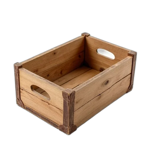 furniture, crown, shoes, 3d render, rustic, wooden, crate, visible transparent PNG cut-out