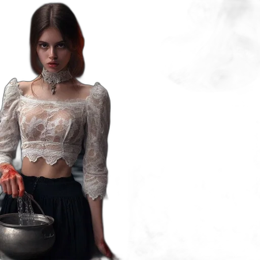 dress, jewelry, concept art, fire, dark, three, images, woman transparent PNG cut-out