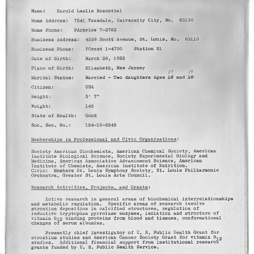 document, titled, name, harold, leslie, rosenthal, various, personal transparent PNG cut-out