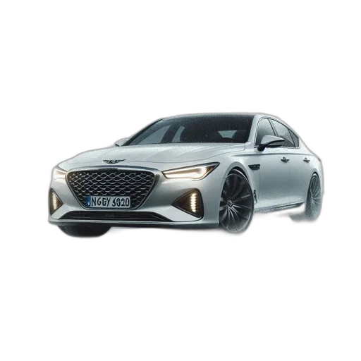 car, 3d render, photorealistic, modern, reflected, puddles, wet, road transparent PNG cut-out