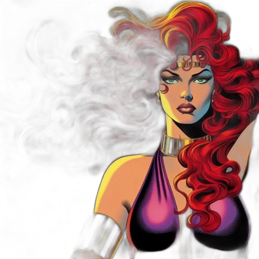 comic book art, fantasy art, concept art, cartoon, fire, female, animated, character transparent PNG cut-out