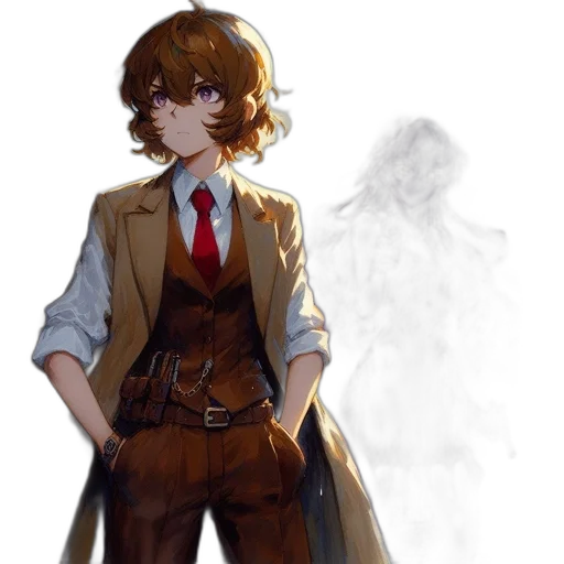 jacket, staff, dress, weapon, concept art, watercolor, anime, fantasy art transparent PNG cut-out