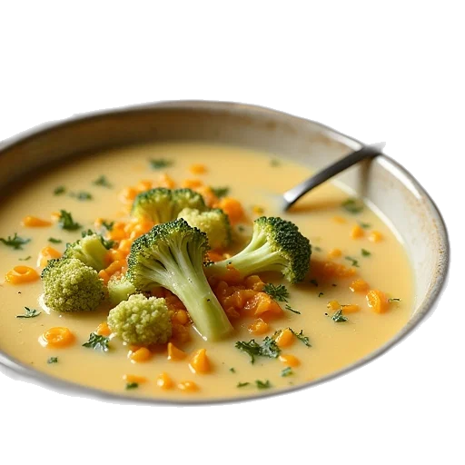 food, bowl, broccoli, cheese, soup, side, crackers transparent PNG cut-out