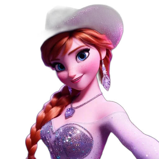 hat, crown, dress, jewelry, 3d render, cartoon, photorealistic, fantasy art transparent PNG cut-out