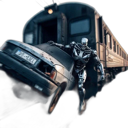 robot, car, weapon, 3d render, concept art, comic book art, photorealistic, intense transparent PNG cut-out