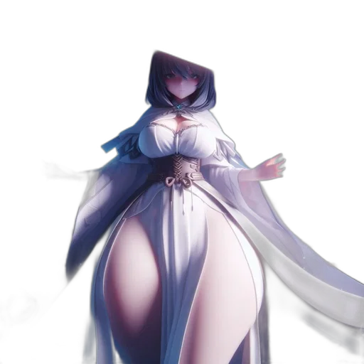 dress, robot, concept art, fantasy art, 3d render, anime, pastel, monochrome transparent PNG cut-out