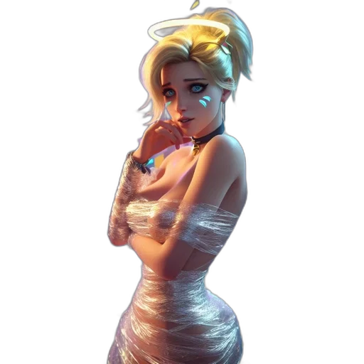 dress, concept art, pixel art, cyberpunk, comic book art, neon lights, golden, neon transparent PNG cut-out
