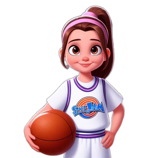 cartoon, 3d render, concept art, photorealistic, young, confident, female, basketball transparent PNG cut-out