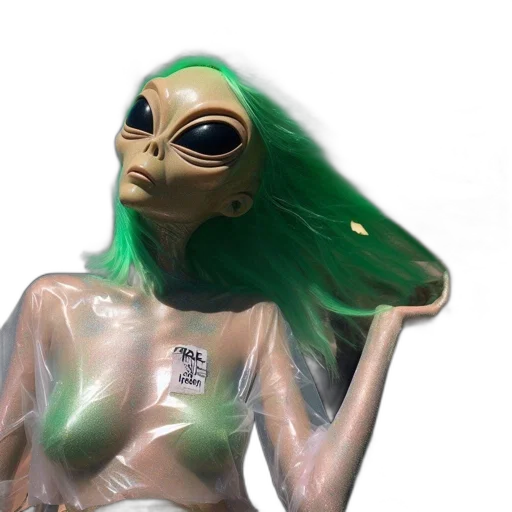 creature, robot, mask, dress, concept art, 3d render, vaporwave, cyberpunk transparent PNG cut-out
