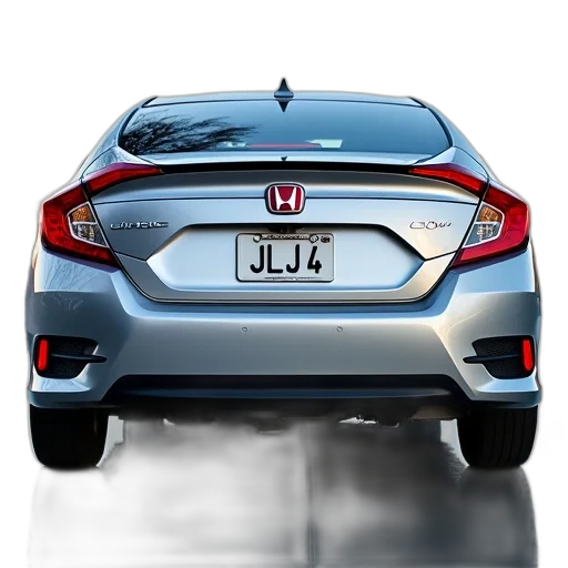 car, 3d render, photorealistic, concept art, rear, silver, honda, civic transparent PNG cut-out