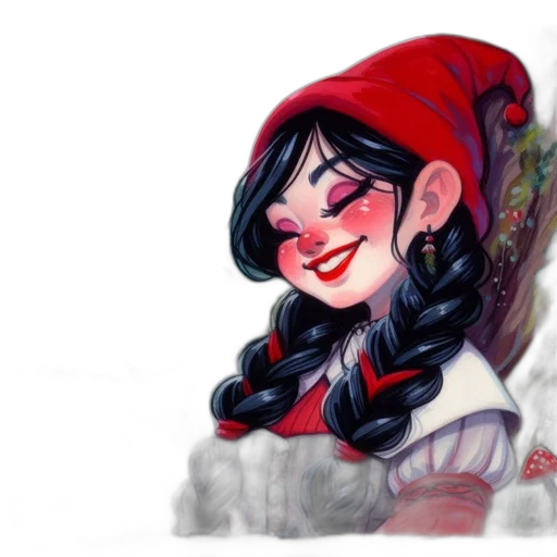 concept art, fantasy art, watercolor, comic book art, snow, red, young, woman transparent PNG cut-out