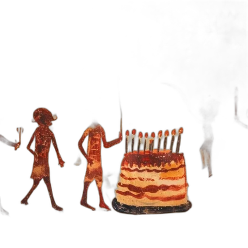 concept art, ancient, scene, tribal, figures, celebration, fireworks, celestial transparent PNG cut-out