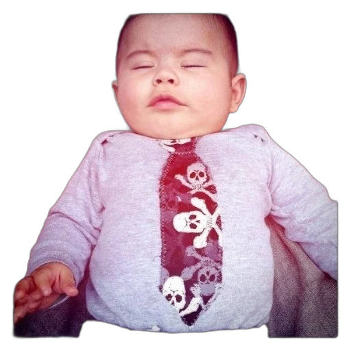jacket, face, photorealistic, 3d render, baby, sleeps, skull, crossbones transparent PNG cut-out