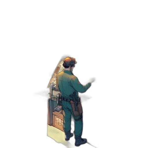 staff, robot, jacket, furniture, concept art, pixel art, 3d render, fantasy art transparent PNG cut-out