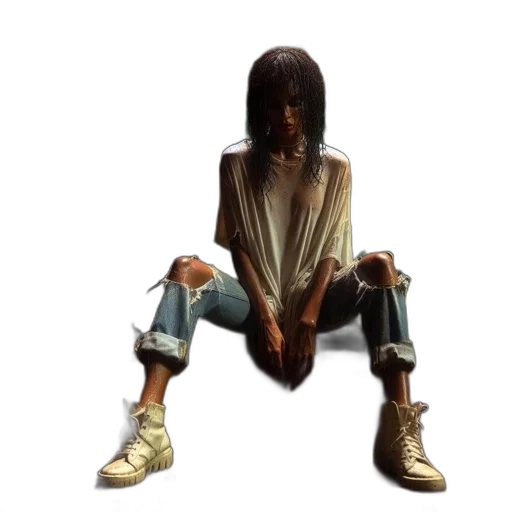 shoes, jacket, hair, concept art, photorealistic, 3d render, cyberpunk, person transparent PNG cut-out