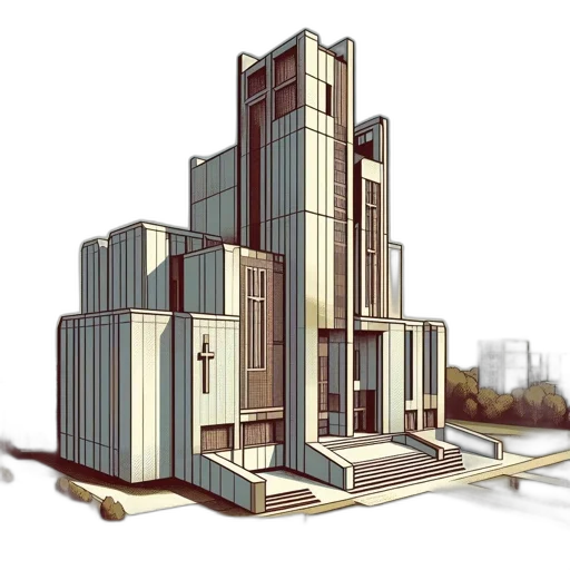 building, concept art, 3d render, photorealistic, pixel art, imposing, primarily, white transparent PNG cut-out