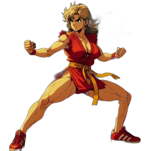 concept art, comic book art, pixel art, anime, martial, arts-themed, animated, character transparent PNG cut-out