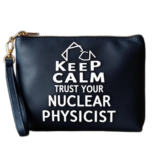 keep, calm, trust, nuclear, physicist, wristlet, bags transparent PNG cut-out