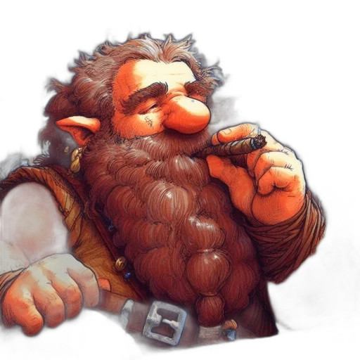 staff, fantasy art, concept art, pixel art, watercolor, jovial, rotund, dwarf transparent PNG cut-out