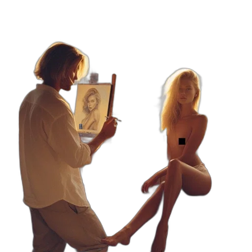 hair, furniture, oil painting, photorealistic, concept art, comic book art, fire, underwater transparent PNG cut-out
