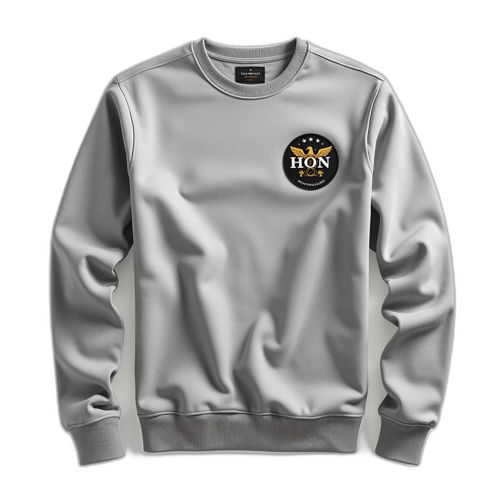 jacket, 3d render, monochrome, grey, sweatshirt, round, patch, chest transparent PNG cut-out